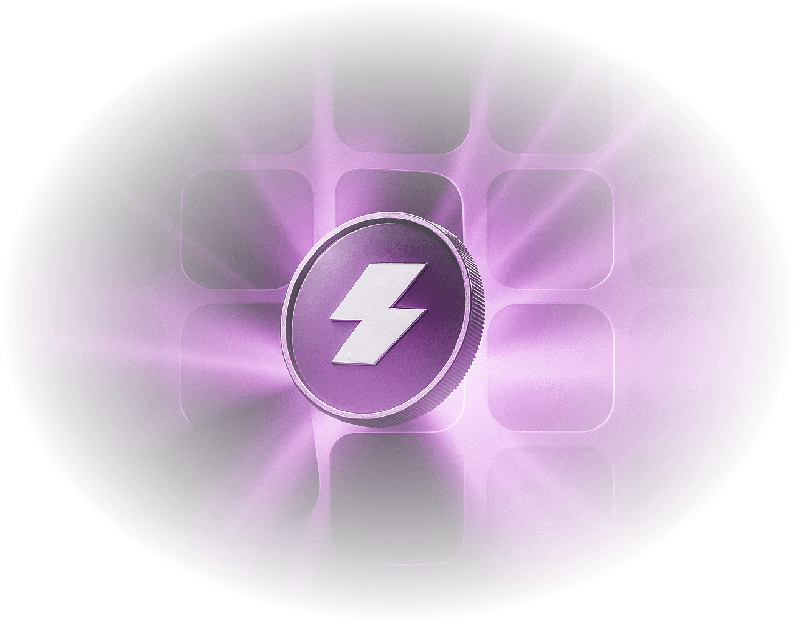 Purple neon lightning bolt tech icon glowing